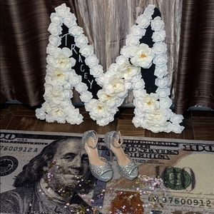 Silver glitter heels